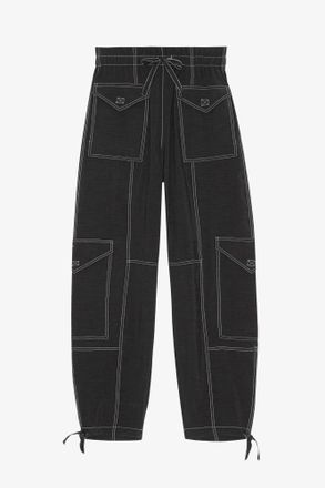 Ganni Black Light Slub Pocket Pants - Size 32 LENZING&acirc;&cent; ECOVERO&acirc;&cent;