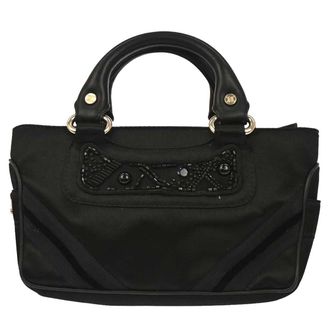 Celine Boogie Satchel Satin Black Satin Handbag (Pre-Owned)