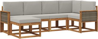 vidaXL Conjunto De Sof&aacute;s De Exterior 6 Uds. Natural Y Gris Claro Vidaxl