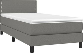 vidaXL Cama Box Spring Con Colch&oacute;n Tela Gris Oscuro 100x200 Cm Vidaxl