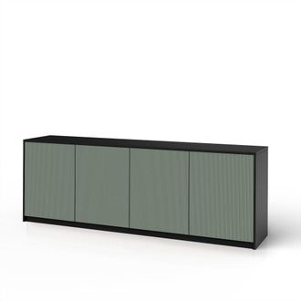 Aquadesign Aparador de 4 puertas en melamina y mdf negro/verde salvia