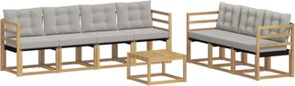 vidaXL Conjunto De Sof&aacute;s De Exterior 8 Uds. Blanco Y Gris Claro Vidaxl