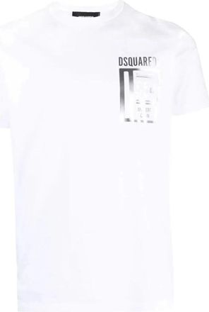 Dsquared2 T-shirt met logo en ronde hals - Heren - T-shirts - Wit - 2XL - Katoen - Tops