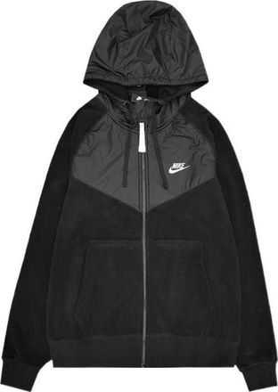 Nike embroidered logo fleece zipped hooded jacket with kangaroo pocket Black CJ4542-010