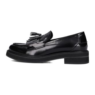 Stefano Lauran Schoenen, Dames, Zwart, 41 EU, Wol, Zwarte lakleren loafers