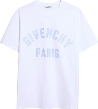 Givenchy Regular Fit Logo Patch T-Shirt in White/light Blue at Nordstrom, Size Xx-Large