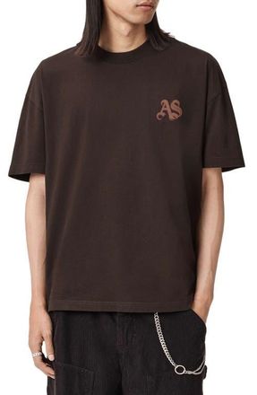 AllSaints Icon Oversize Graphic T-Shirt in Plum Brown at Nordstrom, Size Small