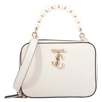 Jimmy Choo London Avenue Vanity Embellished Shoulder Bag in Latte/Light Gold