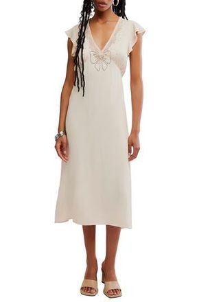 Free People Tied with Joy Midi Slipdress in Pastel Rose Tan at Nordstrom Rack, Size X-Small