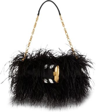 Balmain Anthem schoudertas met veren detail - Zwart