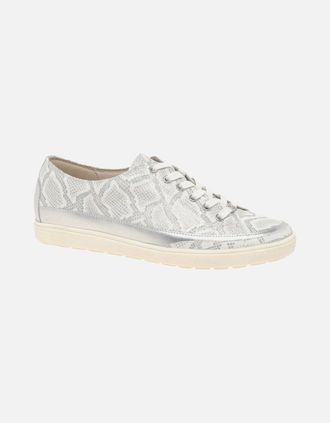 Caprice Womens Star Womens Casual Lace Up Trainers - Silver - Size: 4.5