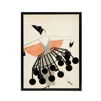 Artery8 Alexandra Exter Sketch Fashion Framed Canvas Wall Art Print in Beige | Size: W24 x H32