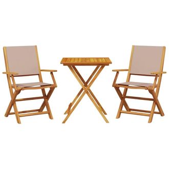 Berkfield Home 3 Piece Bistro Set Taupe Fabric & Solid Wood