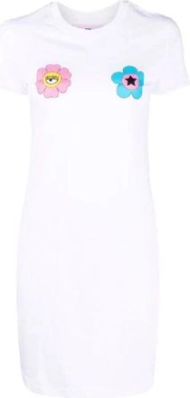 Chiara Ferragni Mini T-shirt Jurk - Dames - Korte kleedjes - Wit - XS - Katoen - Kleedjes