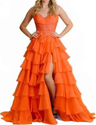 Sherri Hill Strapless A-Line Gown In Orange