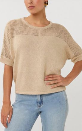 Esqualo Ajour Batwing Sweater In Light Sand