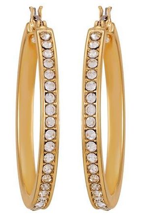 Vince Camuto Pavé Crystal Hoop Earrings in Goldtone1 at Nordstrom Rack