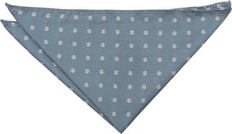 DQT Daisy Floral Patterned Business Party Casual Handkerchief Pocket Square for Men (Dusty Blue)