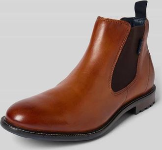 Bugatti Boots aus Leder mit elastischen Einsätzen Modell Bonifacio in Cognac, Größe 40