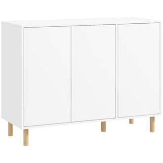 HOMCOM Credenza Cucina Con 2 Armadietti A 3 Ripiani In Legno Bianco - Homcom