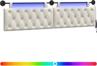 vidaXL Cabecero Colgante Con Luz Led Crema Terciopelo Vidaxl