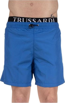 Trussardi Sportieve Heren Zwemkleding met Rits en Elastiek - Heren - Strandmode - Blauw - L - Polyester - Badmode