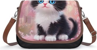 Generic Black And White Cat Crossbody Bags for Women Shoulder Messenger Bag Purse Handbags