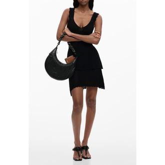Desigual Pointelle Knit Minidress in Black at Nordstrom, Size X-Large