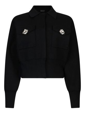 Liu Jo bejewelled button knit jacket - women - Viscose/Polyester - S - Black