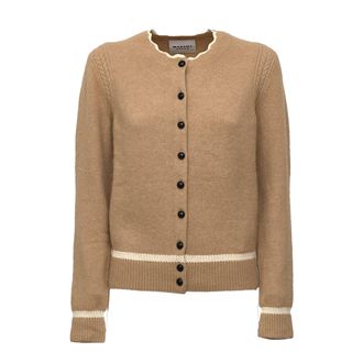 Isabel Marant Naia Round Neck Contrast Trim Alpaca-Blend Cardigan