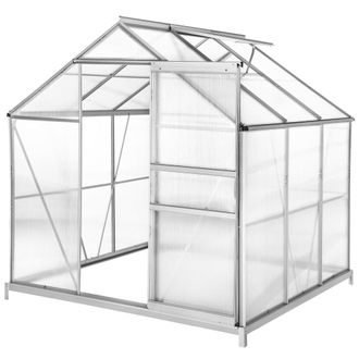 TecTake Invernadero aluminio y cimientos, 5,85m&sup3;, 185x190x195 cm, transparente