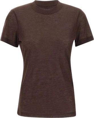 Filippa K Lyocell Cashmere Tee - Dames - T-shirts - Bruin - L - Denim - Tops