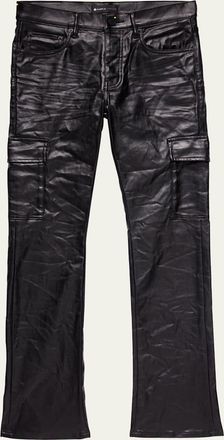 Purple Mens Patent Film Cargo Pants