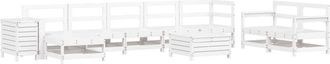 vidaXL Juego De Sof&aacute;s De Jard&iacute;n 10 Pzas Madera Maciza De Pino Blanco Vidaxl