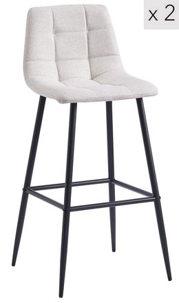 Nordlys Set 2 taburetes altos en acero y tejido beige