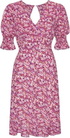 Americandreams Korte Open Rug Jurk Lila Bloem - Dames - Korte kleedjes - Veelkleurig - M - Kleedjes