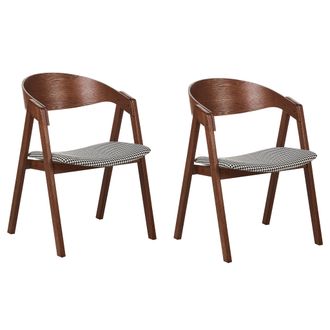 Beliani Conjunto De 2 Sillas De Comedor Estilo Retro Asiento Tapizado Terciopelo Pata De Gallo Madera Oscura Y Blanco Yuba