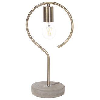 Beliani L&aacute;mpara De Mesa Color Lat&oacute;n Metal Base De Hormig&oacute;n Estilo Industrial Jucar