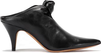 Khaite Heeled Mules, female, Black, Size: 8 1/2 US Black Leather Sabot with Knot Heel