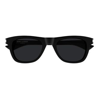 Saint Laurent Accessoires, Heren, Zwart, ONE Size, Nylon, Zonnebril met Hoekige Zijkanten