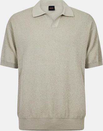 HUGO BOSS Mens Collared Neck Short Sleeve Sweatshirt - Cream - Size: 40