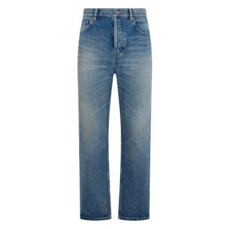 Saint Laurent 90s High-Rise Cropped Slim Jeans - female - Saint Laurent - Straight Fit Jeans - Blue - W28 - Jeans