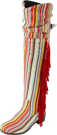 Generic Winter Womens Autumn Winter Knee High Boots with Fashion Rainbow Buckle Decoration and Elegant Side Tassel Zipper Design for Stylish Comfort (A, 4. 5)