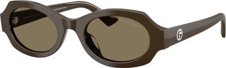 Giorgio Armani 0ar8245hu Oval-Frame Brown Acetate Sunglasses with Geometric Detail