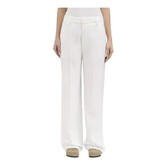Dondup Wide Trousers, female, White, Size: 2XS Pantalone in Crepe Mod. Abby