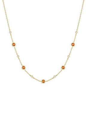 Ania Haie Lab Grown Nano & Cubic Zirconia Station Necklace in Shiny Gold at Nordstrom