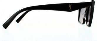 Saint Laurent Rectangle Unisex Shiny Black Grey Gradient Sunglasses - One Size