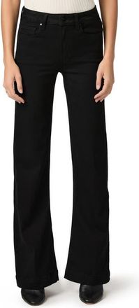 Paige Leenah High Waist Wide Leg Jeans in Black Shadow at Nordstrom, Size 24P