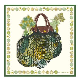 Longchamp The Gourmet Mesh Bag Square Silk Scarf