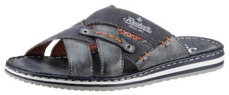 Rieker Pantolette RIEKER, Herren, Gr. 40, blau (graublau used), Lederimitat, Textil, Schuhe Pantolette, Sommerschuh, Schlappen, Poolslides, mit kontrastfarbe
